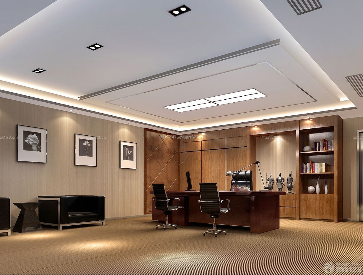 简约办公室背景墙装修设计效果图片