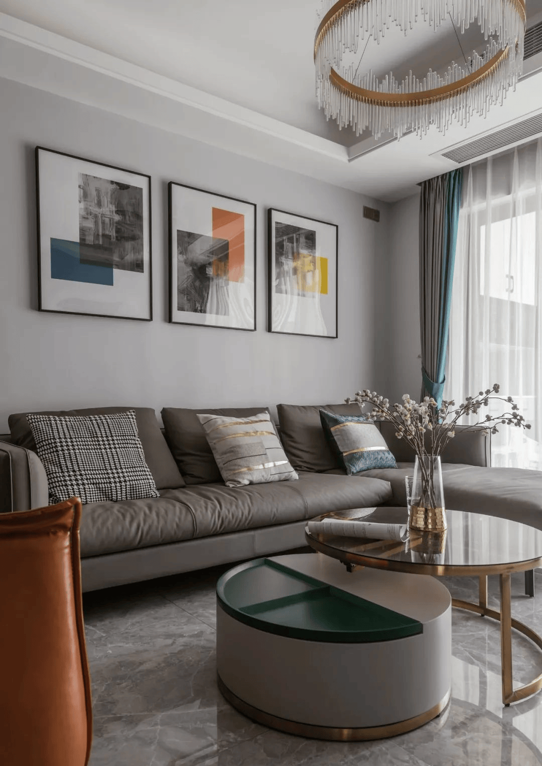 缔梵国际装饰|107㎡简约欧式风设计,优雅不张扬!_空间_灰色_墨绿色