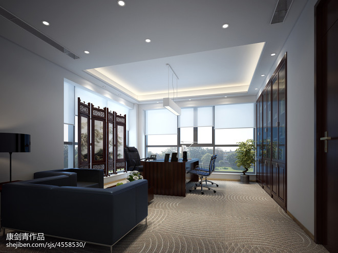 宝龙广场私人办公室室内设计-装修设计效果图-康剑青设计师作品-设计本