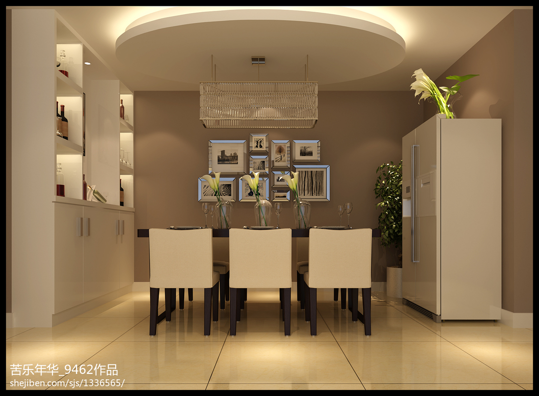 现代客厅带餐厅酒柜隔断装修设计效果图 – 设计本装修效果图