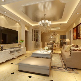 简欧二居室客厅背景墙装修效果图